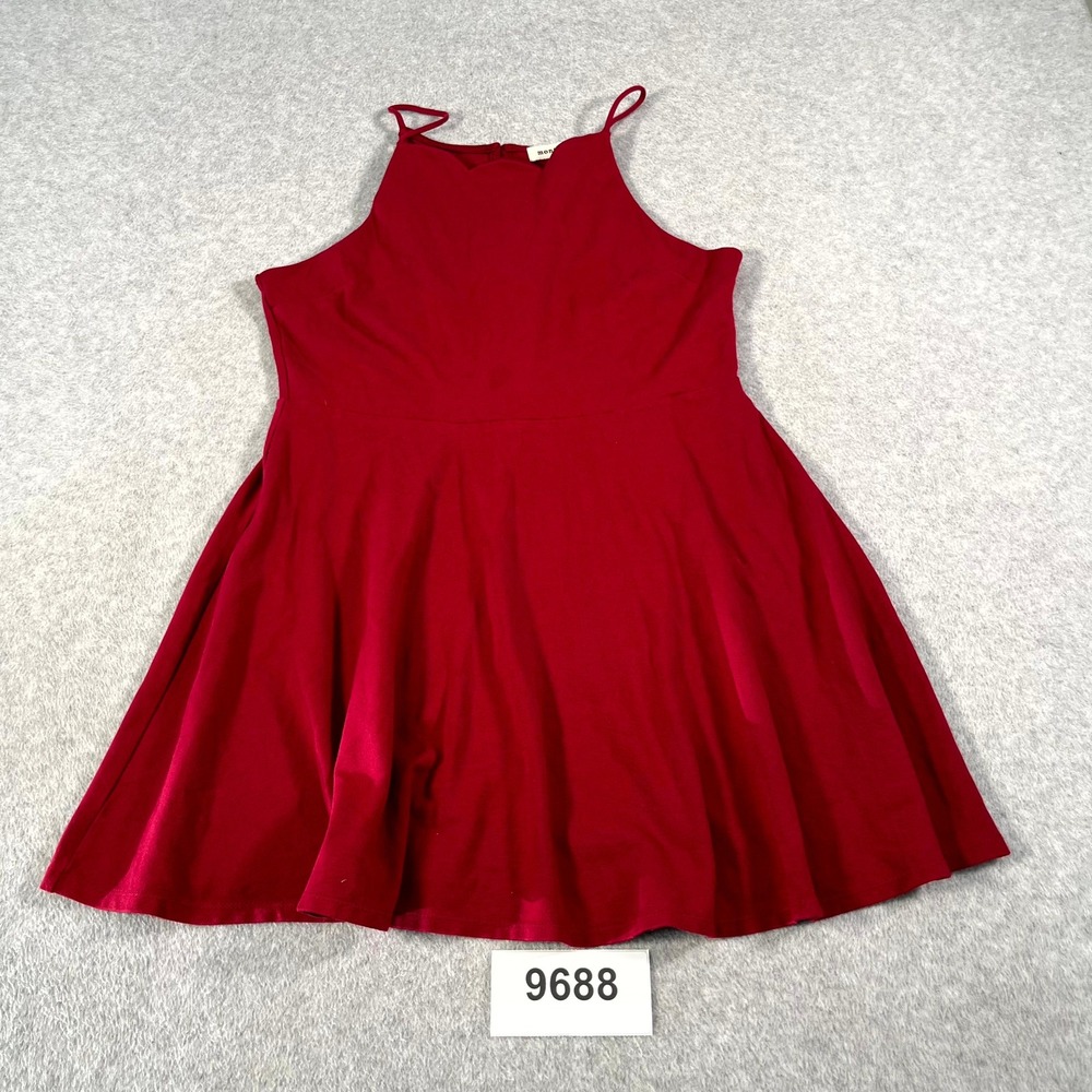 Monteau Skater Dress Womens Large Red Rayon Stretch Back Zip Party Formal